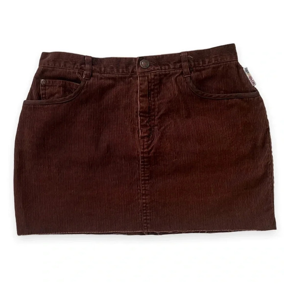 𝅺y2k Brown Corduroy Mini Skirt - Picture 1 of 5